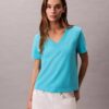 Tricou cu guler în V și Monogram