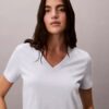 Tricou cu guler în V și Monogram