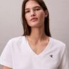 Tricou cu guler în V și Monogram