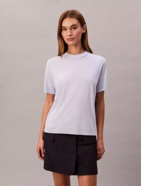 Tricou cu guler înalt din tricot fin