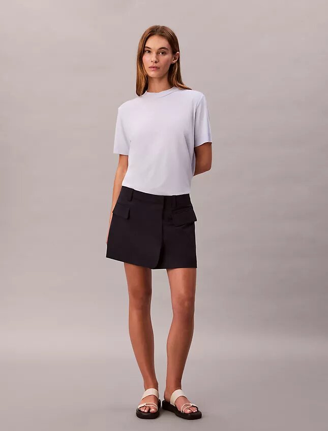 Tricou cu guler înalt din tricot fin Tricou cu guler înalt din tricot fin