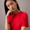 Tricou cu guler înalt din tricot fin Tricou cu guler înalt din tricot fin