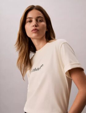 Tricou cu guler rotund, croială dreaptă și logo standard