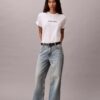Tricou cu guler rotund, croială dreaptă și logo standard Tricou cu guler rotund, croială dreaptă și logo standard