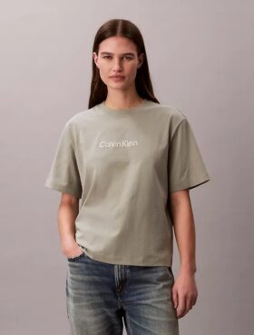 Tricou cu guler rotund, croială dreaptă și logo standard
