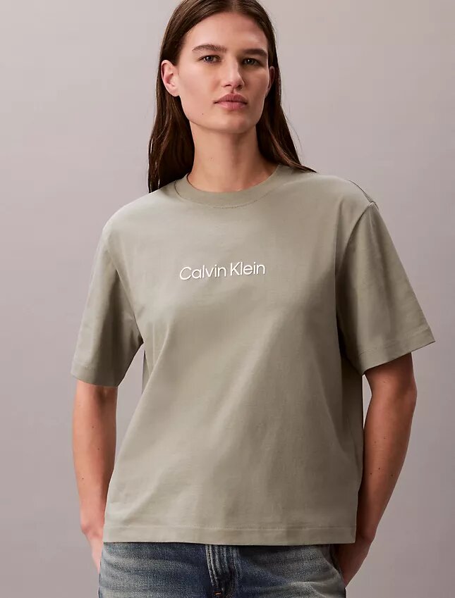 Tricou cu guler rotund, croială dreaptă și logo standard Tricou cu guler rotund, croială dreaptă și logo standard