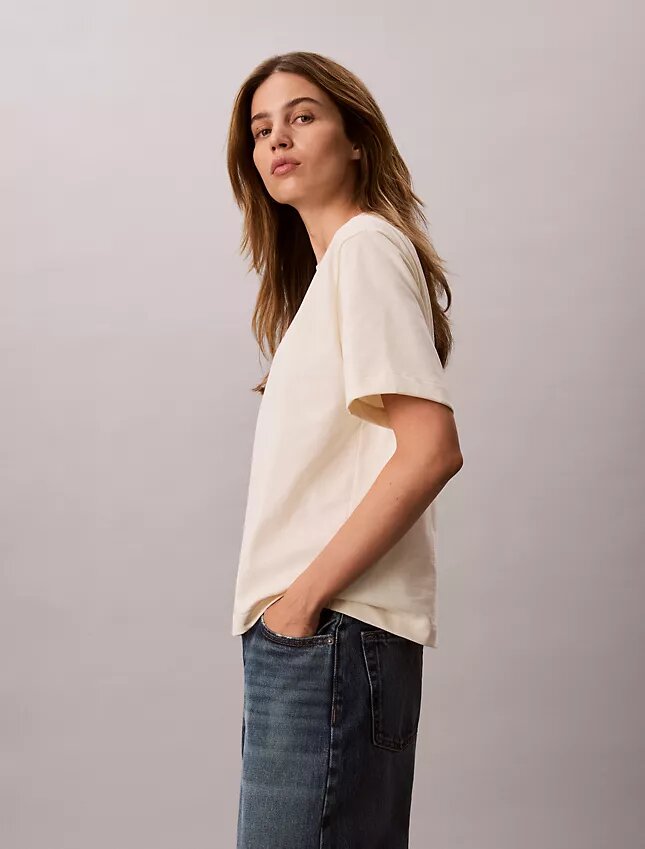 Tricou cu guler rotund, croială dreaptă și logo standard Tricou cu guler rotund, croială dreaptă și logo standard