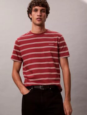 Tricou cu guler rotund și dungi Liquid Touch