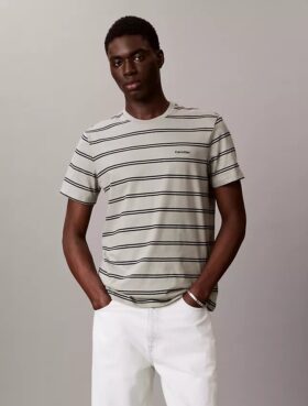 Tricou cu guler rotund și dungi Liquid Touch