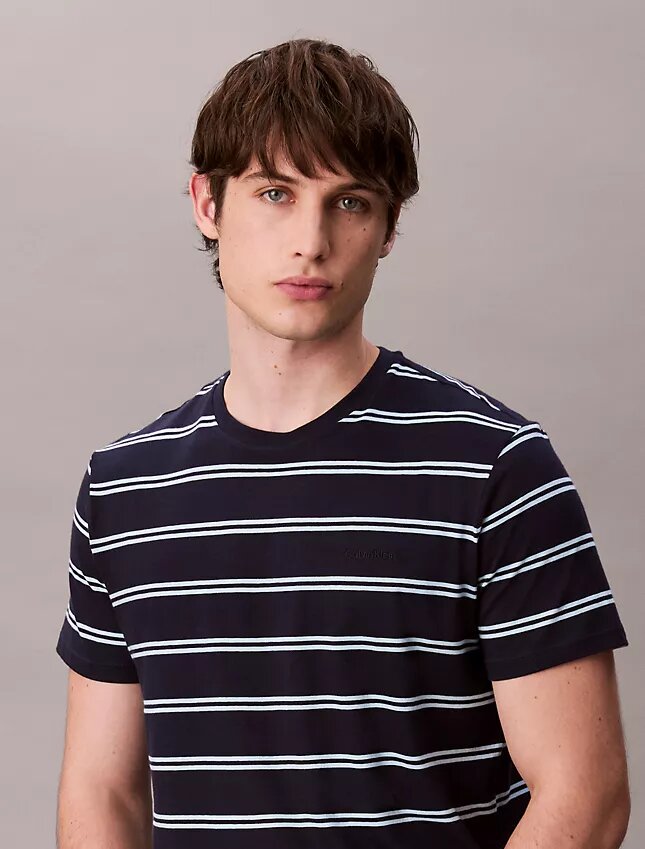 Tricou cu guler rotund și dungi Liquid Touch Tricou cu guler rotund și dungi Liquid Touch