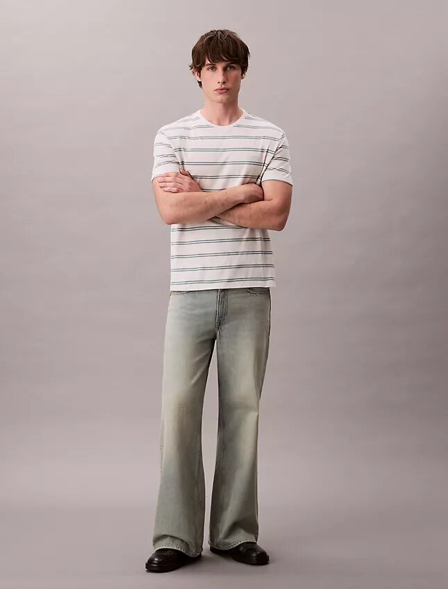 Tricou cu guler rotund și dungi Liquid Touch Tricou cu guler rotund și dungi Liquid Touch