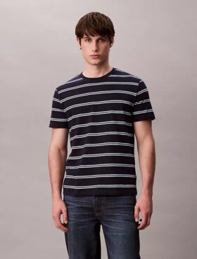 Tricou cu guler rotund și dungi Liquid Touch