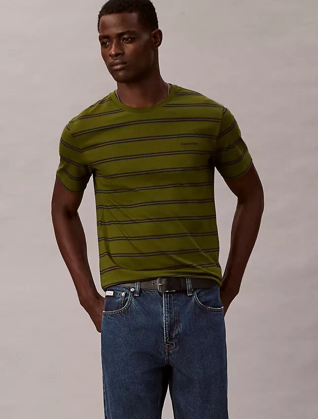 Tricou cu guler rotund și dungi Liquid Touch Tricou cu guler rotund și dungi Liquid Touch