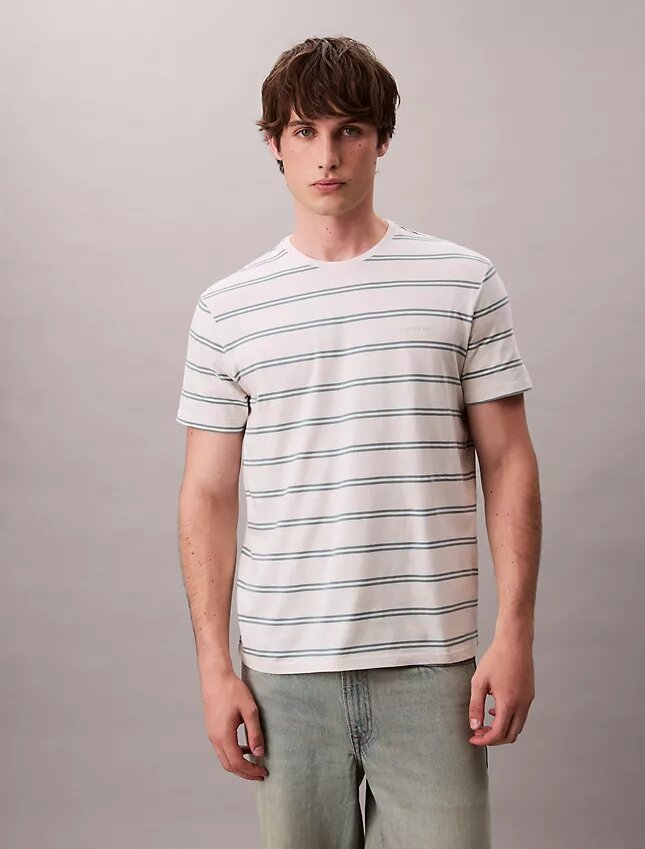 Tricou cu guler rotund și dungi Liquid Touch Tricou cu guler rotund și dungi Liquid Touch