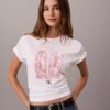Tricou cu guler rotund și imprimeu urban