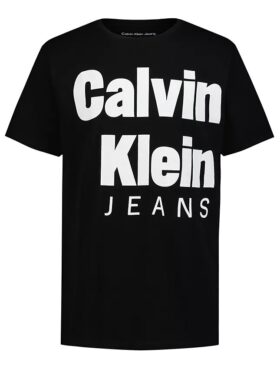 Tricou cu guler rotund și logo Ckj îndrăzneț pentru băieți