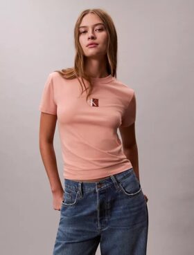 Tricou cu guler rotund și logo Monogram