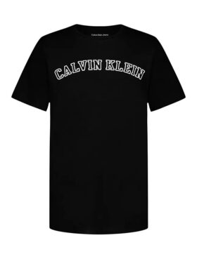 Tricou cu guler rotund și logo stencil pentru băieți