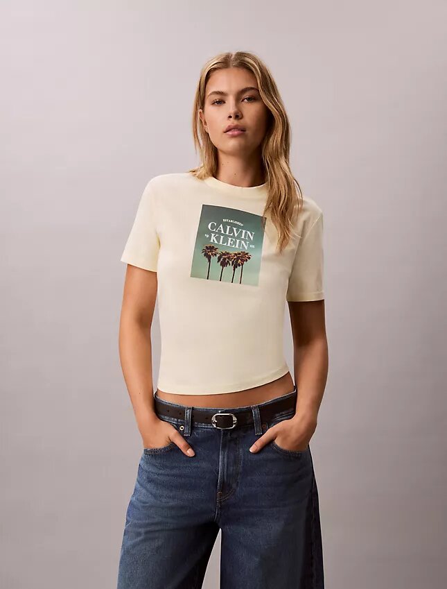Tricou cu logo grafic cu palmier Tricou cu logo grafic cu palmier