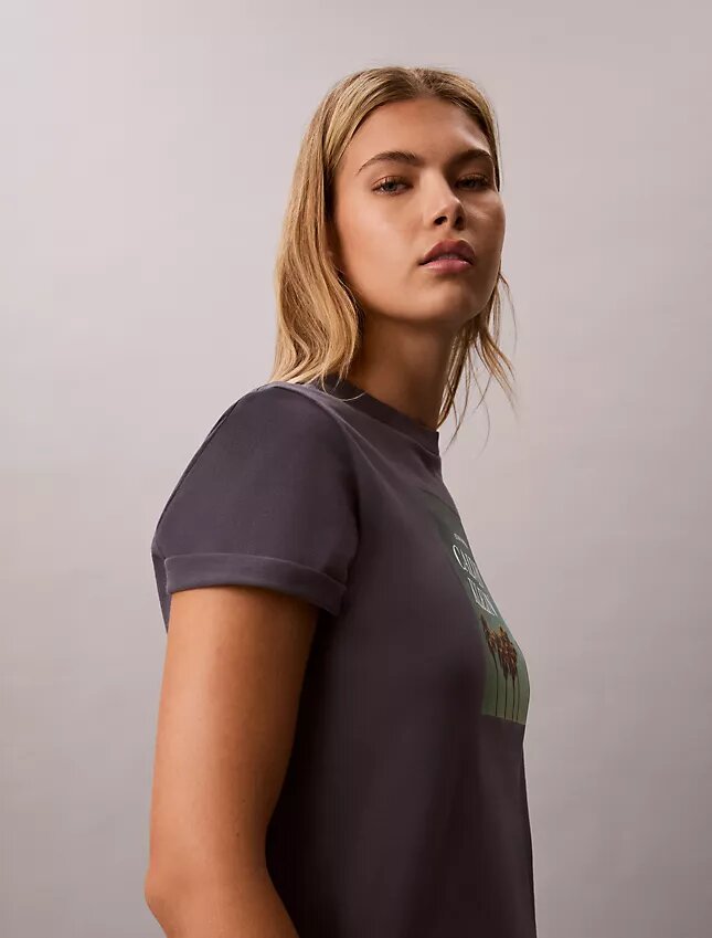 Tricou cu logo grafic cu palmier Tricou cu logo grafic cu palmier