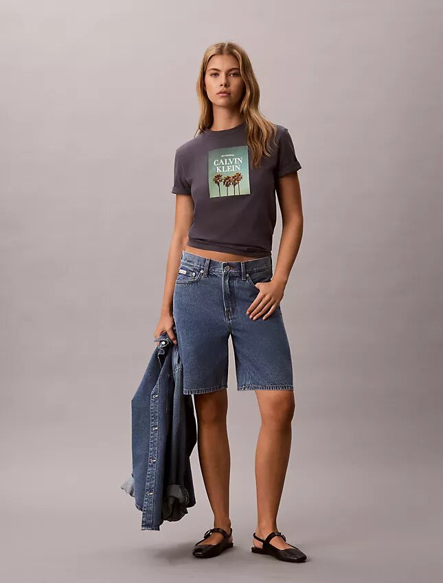 Tricou cu logo grafic cu palmier Tricou cu logo grafic cu palmier