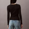 Tricou cu mâneci lungi, croi slim, din bumbac cu nervuri Tricou cu mâneci lungi, croi slim, din bumbac cu nervuri