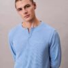 Tricou de dormit Henley din tricot waffle
