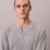Tricou de dormit Henley din tricot waffle