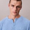 Tricou de dormit Henley din tricot waffle
