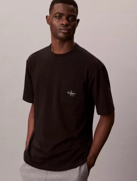 Tricou de dormit Icon din bumbac Cotton Stretch cu monogramă