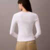 Tricou din bumbac cu guler în U și nervuri