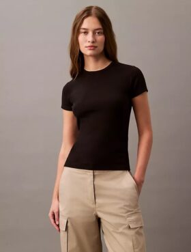 Tricou din bumbac cu nervuri