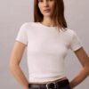 Tricou din bumbac cu nervuri
