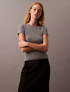 Tricou din bumbac cu nervuri