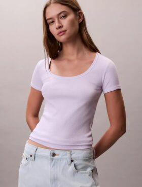 Tricou din bumbac cu nervuri