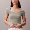 Tricou din bumbac cu nervuri Tricou din bumbac cu nervuri