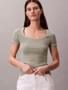 Tricou din bumbac cu nervuri