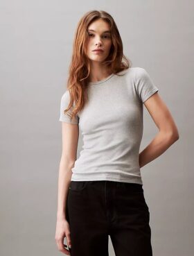 Tricou din bumbac cu nervuri