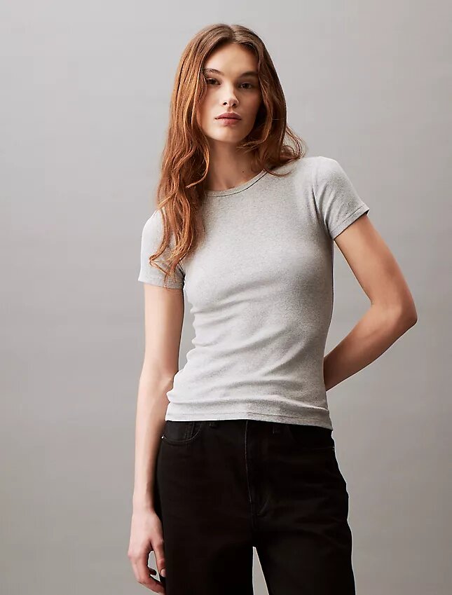 Tricou din bumbac cu nervuri Tricou din bumbac cu nervuri