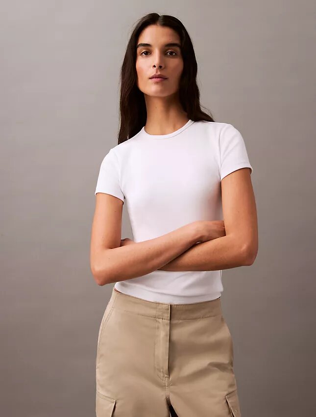 Tricou din bumbac cu nervuri Tricou din bumbac cu nervuri