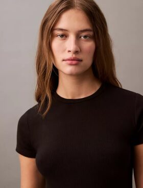 Tricou din bumbac cu nervuri