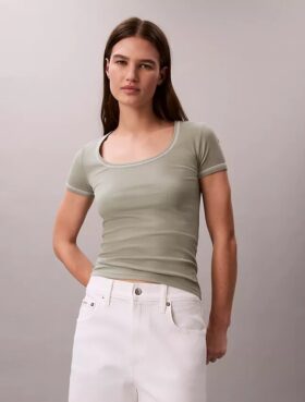 Tricou din bumbac cu nervuri