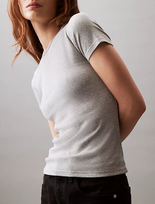 Tricou din bumbac cu nervuri Tricou din bumbac cu nervuri