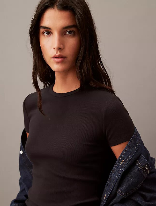 Tricou din bumbac cu nervuri Tricou din bumbac cu nervuri