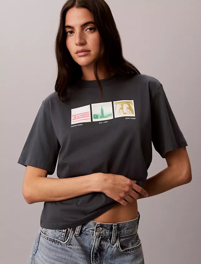 Tricou drept cu imprimeu grafic Nyc Photostrip Tricou drept cu imprimeu grafic Nyc Photostrip