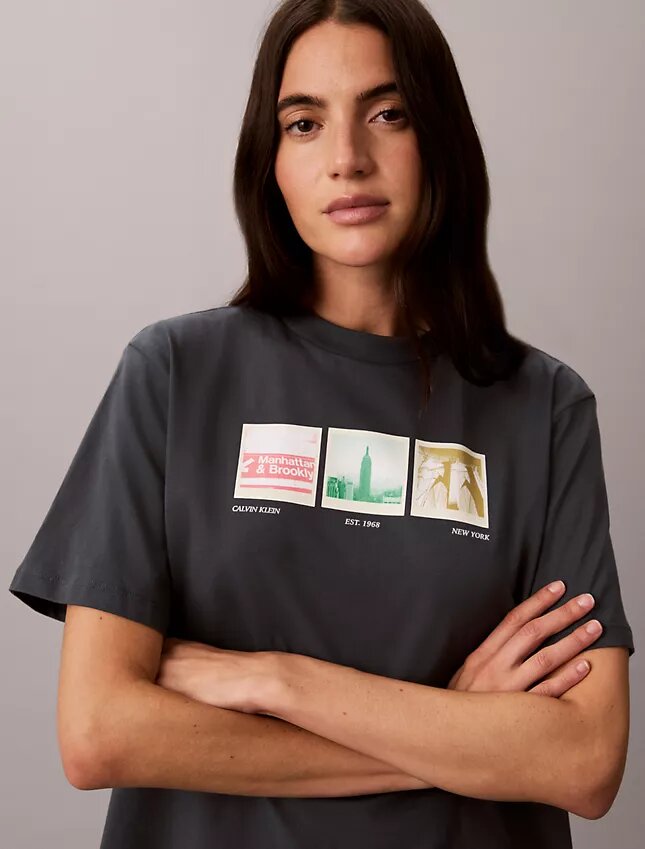 Tricou drept cu imprimeu grafic Nyc Photostrip Tricou drept cu imprimeu grafic Nyc Photostrip