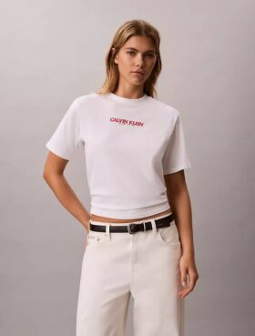 Tricou drept cu logo Calvin Klein