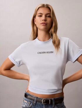 Tricou drept cu logo Calvin Klein