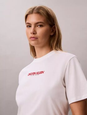 Tricou drept cu logo Calvin Klein