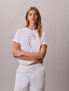 Tricou drept cu logo floral